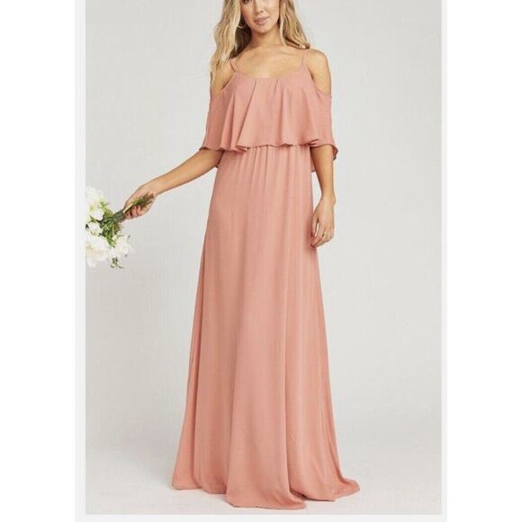 Show Me Your Mumu Caitlin Ruffle Maxi Dress Rustic Mauve Crisp Size Small - Picture 1 of 13